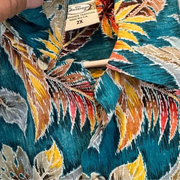 Go‎ Barefoot Men's Island Palms Reverse Aloha Shirt Size 2X - Picture 3 of 12